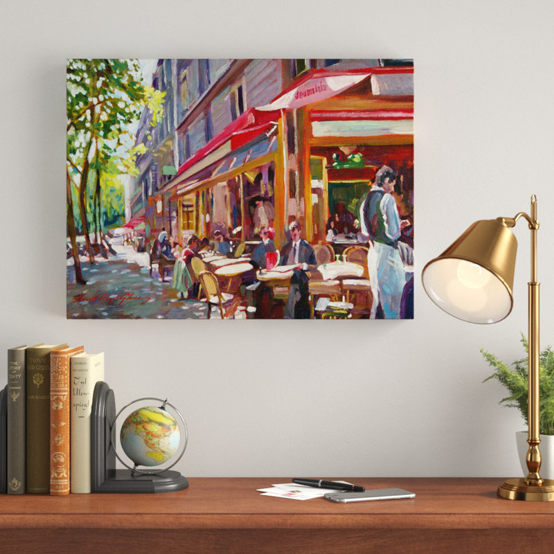 Charlton Home® 'Paris Cafe' Framed Painting Print on Wrapped Canvas